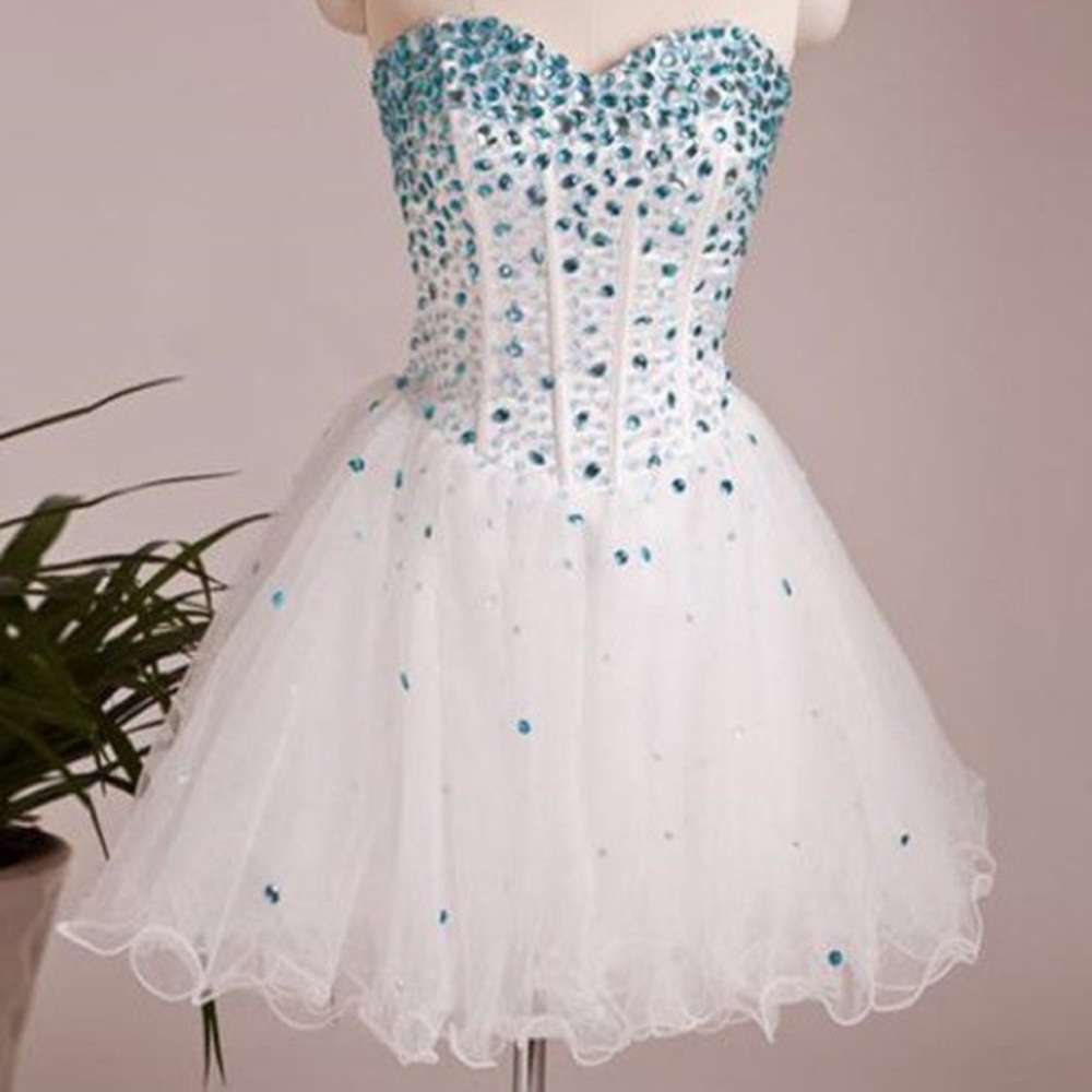 White Semi-Formal Party Homecoming Prom Dress
